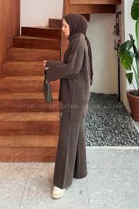 Lamelif Fitilli Triko Takım Acı Kahve