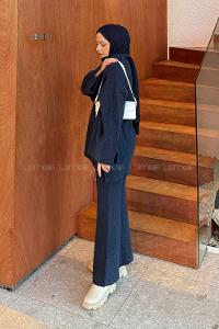 Lamelif Fitilli Triko Takım Lacivert