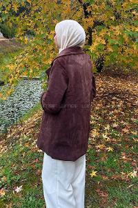 Lamelif Kaşe Kaban Kahverengi