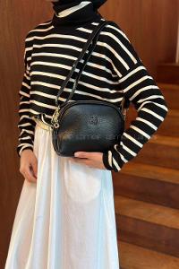 Black With Suspenders Skin Hand Bag Arm Bag Bag