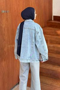 Lamelif Boyfriend Kot Ceket Açık Mavi