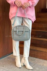 Gray With Zipper Skin Hand Bag Bag