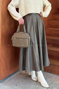 Soft Brown With Zipper Skin Hand Bag Bag