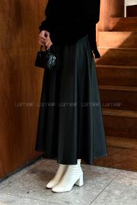 Lamelif Deri Etek Siyah