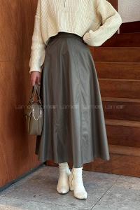 Lamelif Deri Etek Soft Kahve