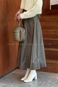 Lamelif Deri Etek Soft Kahve