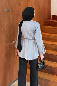 Lamelif Kol Biyeli Sweat Gri