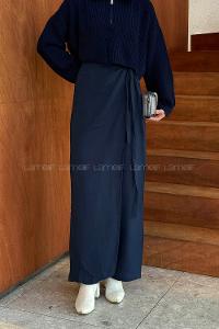 Lamelif Yandan Bağlamalı Pantolon Lacivert