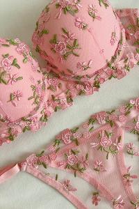 Lamelif Büstiyer Dantelli Nakışlı Destekli Takım