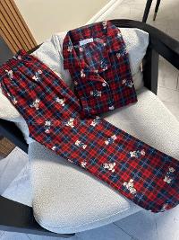 Lamelif Ekose Desen Ayıcıklı Pijama Takımı