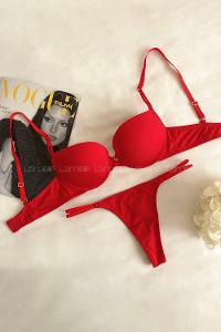 Red Cotton Fabric Underwire Support Bralet