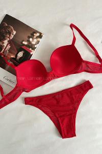 Red Cotton Fabric Underwire Support Bralet
