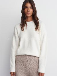 Lamelif 10640 Bisiklet Yaka Yumuşak Dokulu Kazak-Ekru