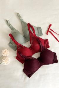 Lamelif Dantelli Tüllü Push Up Sütyen