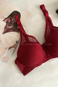 Lamelif Dantelli Tüllü Push Up Sütyen