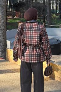 Brown Shirt Collar Long Arm Coat