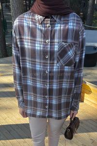 Lamelif Ekose Desen Gömlek Soft Kahve