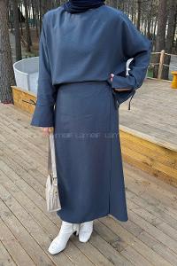 Lamelif Eteği Bağlama Detaylı Takım Antrasit