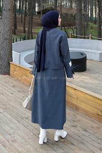 Lamelif Eteği Bağlama Detaylı Takım Antrasit