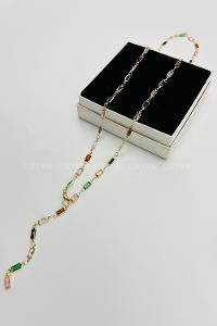 Lamelif Gold Çokrenkli Baget Y Kolye