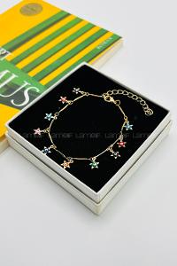 Multicolored Without Accessories Gold Straight Wristband