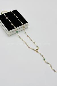 Lamelif Gold İnci Ve Kalpli  Y Kolye