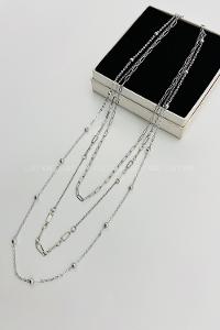 Lamelif Gümüş 3lü Kombin Dorika Boncuklu Zincir Kolye