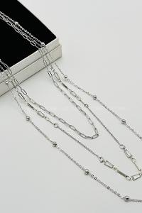 Lamelif Gümüş 3lü Kombin Dorika Boncuklu Zincir Kolye