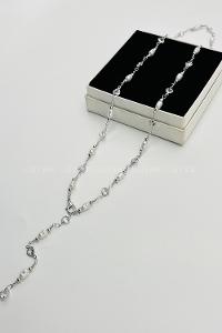 Lamelif Gümüş İnci Ve Kalpli  Y Kolye