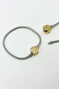 Silver-1 Belted Gold Straight Wristband