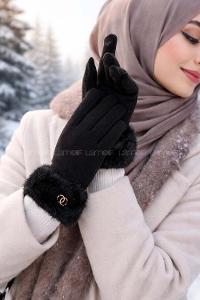 Black Faux Leather Skin Eldiven