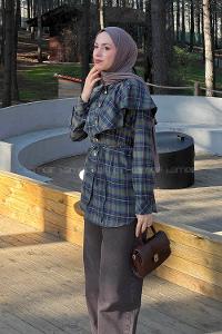 Lamelif Şal Yaka Gömlek Haki