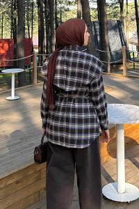 Lamelif Şal Yaka Gömlek Kahve