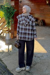 Lamelif Şal Yaka Gömlek Vizonrengi