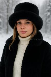 Lameli Siyah Kalın Peluş Kalpak Şapka Bere