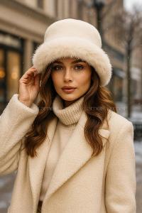 Lamelif Bej Kalın Peluş Kalpak Şapka Bere
