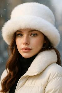 Lamelif Ekru Kalın Peluş Kalpak Şapka Bere