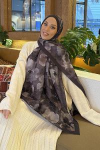 Lamelif Batik Desen Müslin Şal Acı Kahve