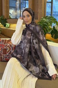 Lamelif Batik Desen Müslin Şal Acı Kahve