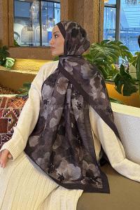 Lamelif Batik Desen Müslin Şal Acı Kahve