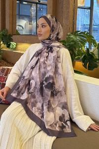 Lamelif Batik Desen Müslin Şal Soft Kahve