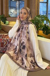 Lamelif Batik Desen Müslin Şal Toprak