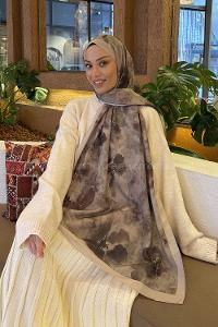 Lamelif Batik Desen Müslin Şal Vizon Yeşil