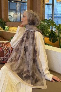 Lamelif Batik Desen Müslin Şal Vizon Yeşil