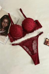 Claret Red Cotton Fabric Underwire Support 