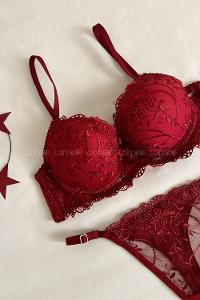 Claret Red Cotton Fabric Underwire Support 