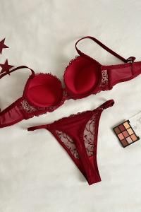 Claret Red Cotton Fabric Underwire Support 