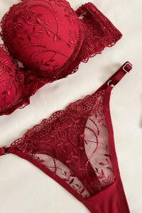 Claret Red Cotton Fabric Underwire Support 