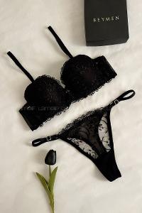 Black Cotton Fabric Underwire Support 