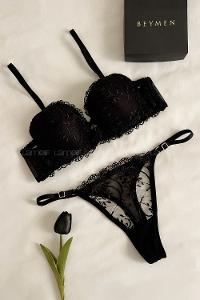 Black Cotton Fabric Underwire Support 